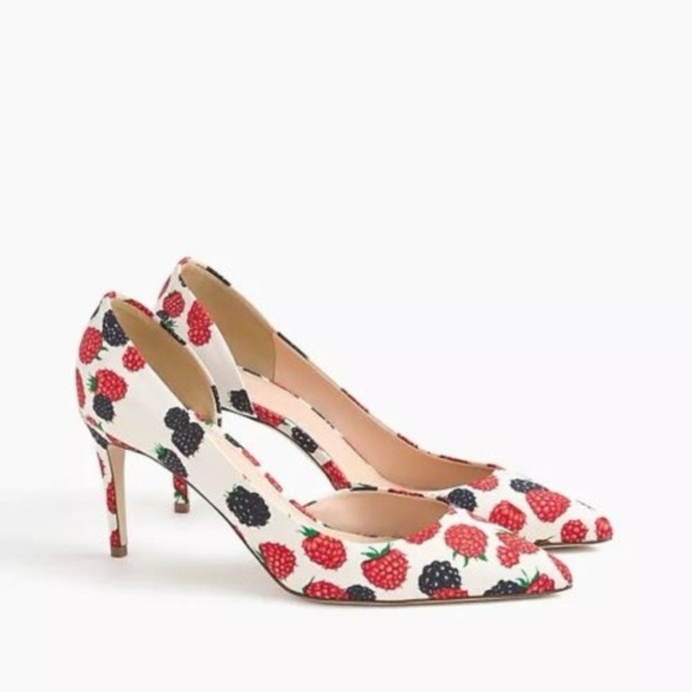 J. Crew Colette D’Orsay Pumps in Berry Print Ivory 9